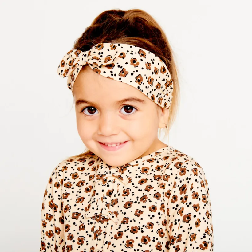 Robe manches longues imprimées fleurs plates pour bébé fille