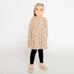Robe manches longues imprimées fleurs plates pour bébé fille