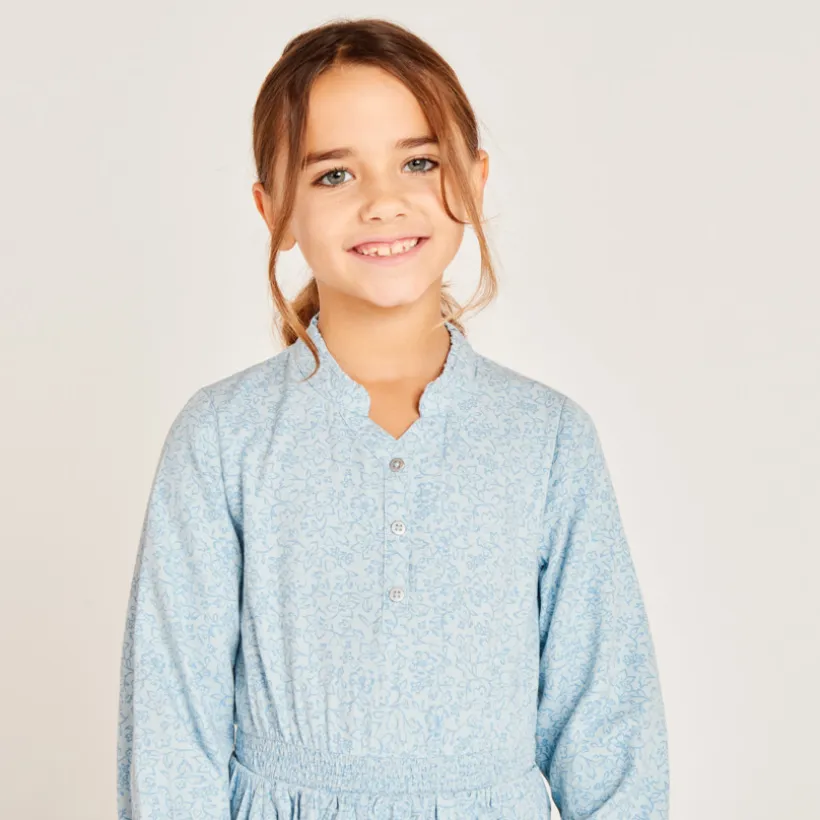 Robe manches longues imprimé fleurs pour fille