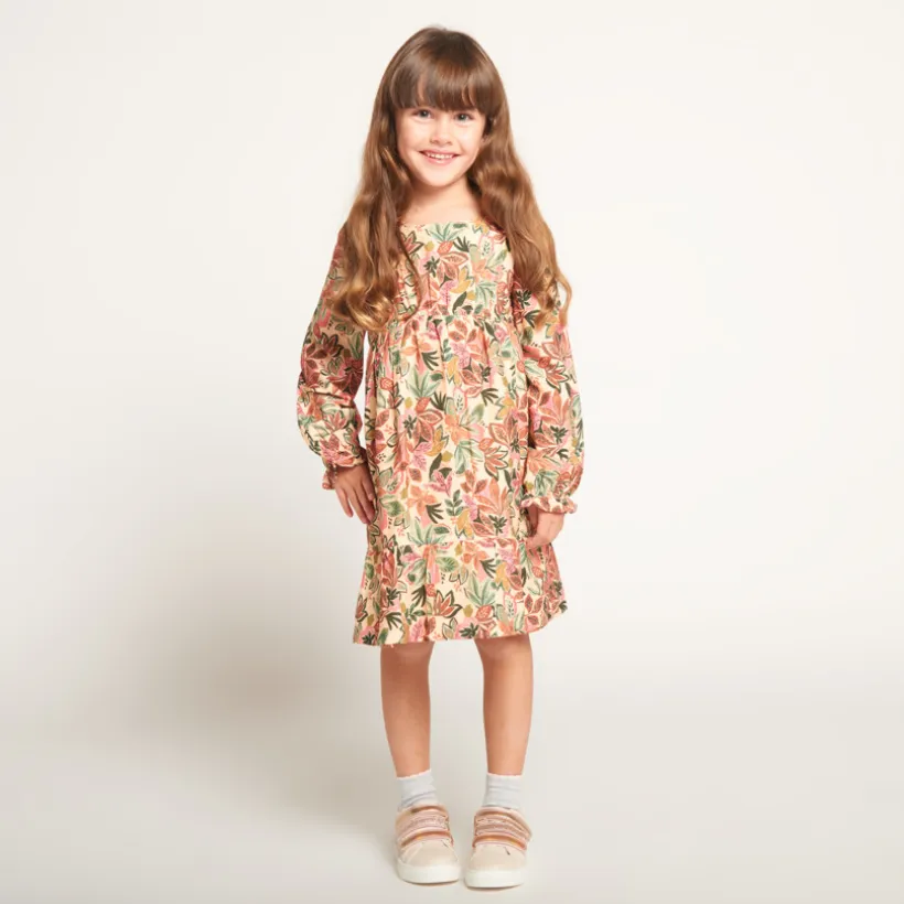 Robe manches longues imprimé fleurs pour fille