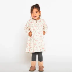 Robe manches longues imprimé floral pour bébé fille