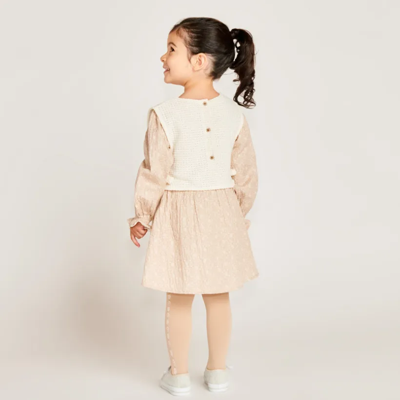 Robe manches longues à motifs paisley 2-en-1 pour bébé fille