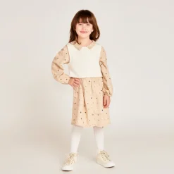 Robe manches longues à pois 2 en 1 pour fille
