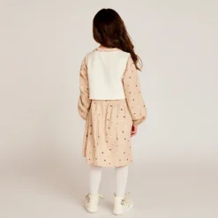Robe manches longues à pois 2 en 1 pour fille