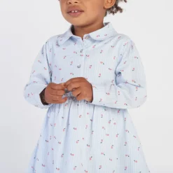 Robe manches longues rayée et imprimée fleurs pour bébé fille