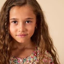 Robe manches longues sans col imprimé fleurs pour fille
