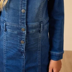 Robe manches longues style chemise effet denim pour fille