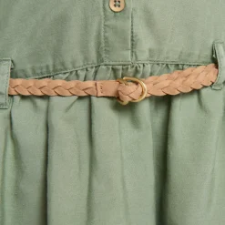 Robe manches longues style chemise + ceinture pour fille