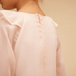 Robe manches longues unie en crêpe pour fille
