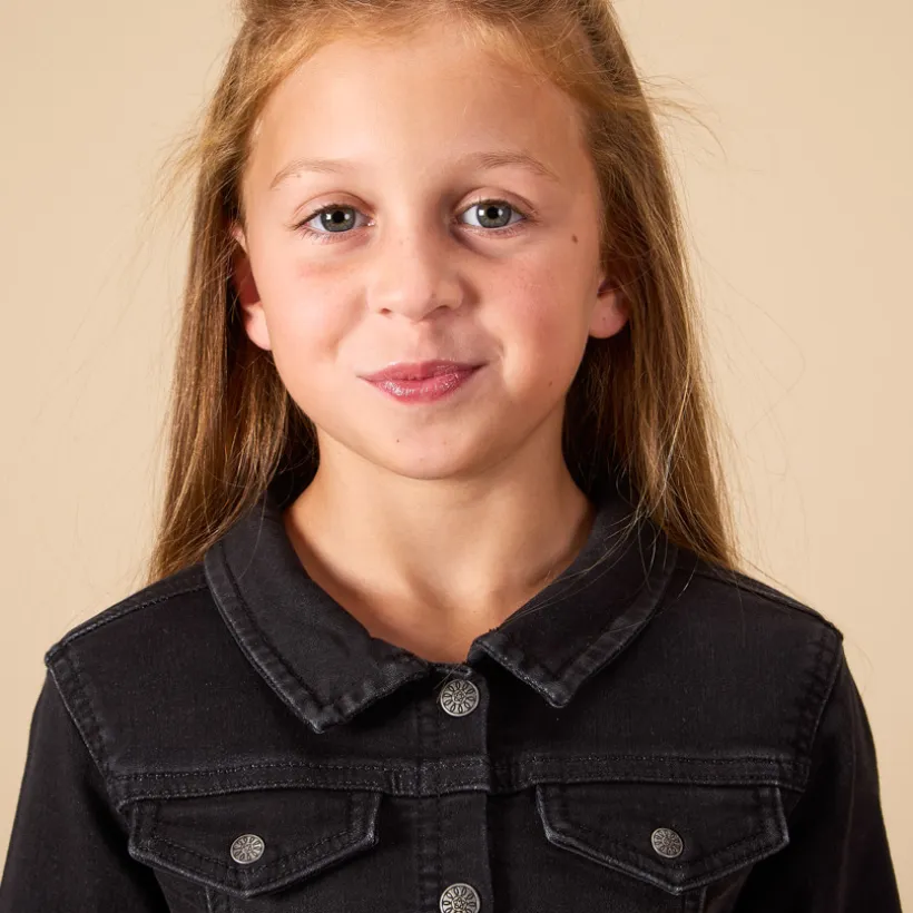 Robe manches longues uni effet chemise pour fille