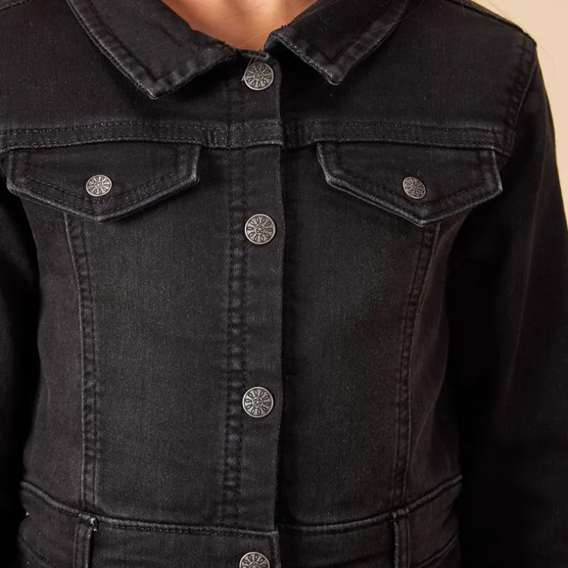 Robe manches longues uni effet chemise pour fille