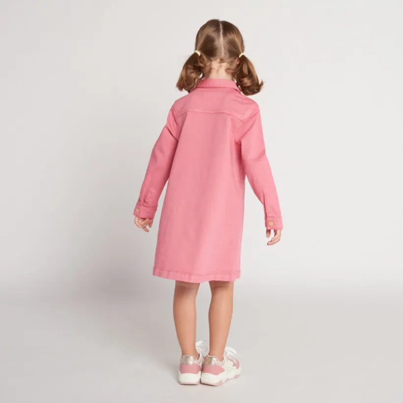 Robe manches longues uni en denim pour fille