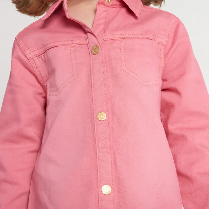 Robe manches longues uni en denim pour fille