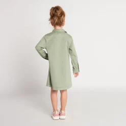 Robe manches longues uni en denim pour fille