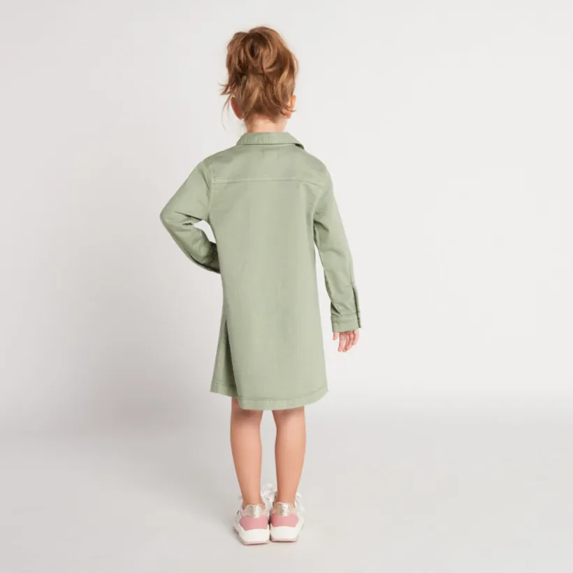 Robe manches longues uni en denim pour fille
