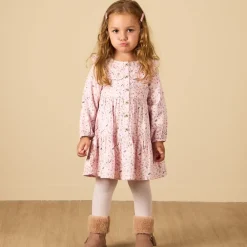 Robe manches longues à volants et imprimé fleurs pour bébé fille