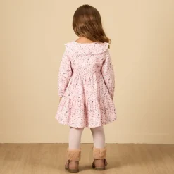 Robe manches longues à volants et imprimé fleurs pour bébé fille
