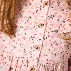 Robe manches longues à volants et imprimé fleurs pour bébé fille