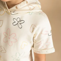 Robe molleton à capuche imprimé fantaisie pour fille