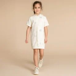 Robe molleton à capuche imprimé fantaisie pour fille