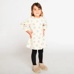 Robe molleton imprimé cœurs pour bébé fille