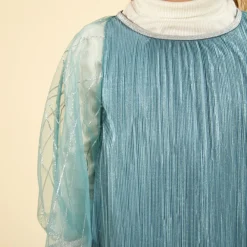 Robe plissée avec cape en tulle pour fille