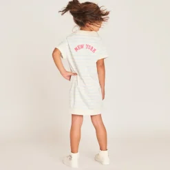 Robe polo col évasé à rayures pour fille
