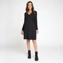 Robe portefeuille de grossesse et d'allaitement effet côtelé