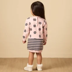 Robe pull en tricot motifs fantaisie pour bébé fille