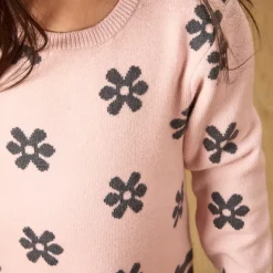 Robe pull en tricot motifs fantaisie pour bébé fille