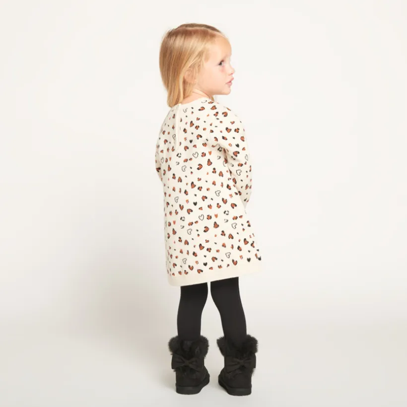 Robe pull en tricot motifs fantaisie pour bébé fille
