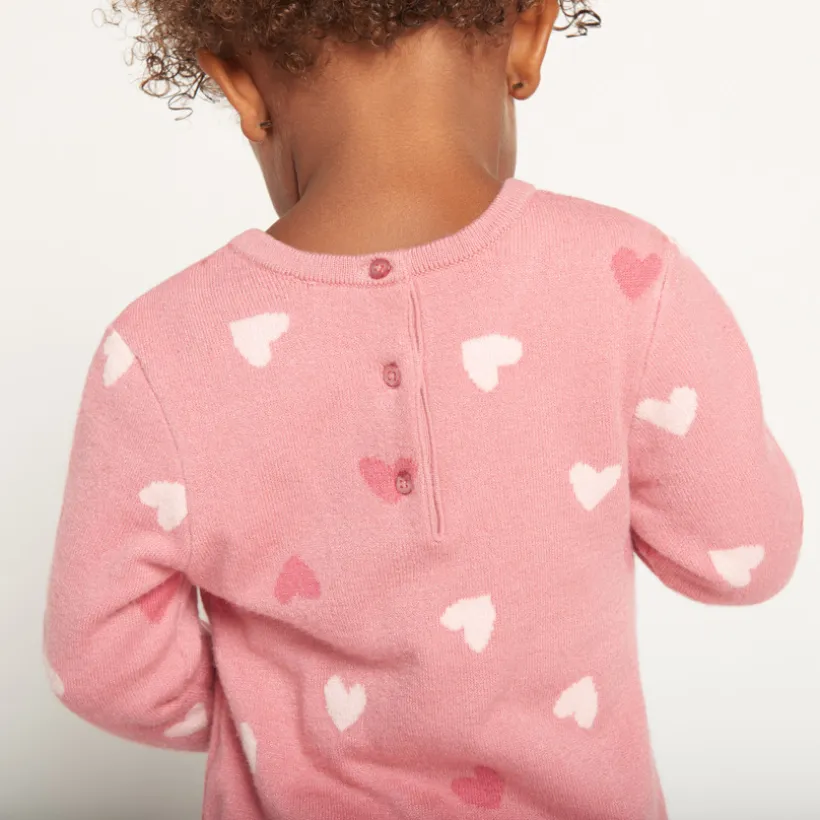 Robe pull en tricot motifs fantaisie pour bébé fille