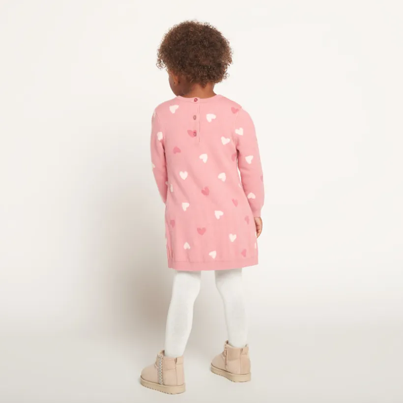 Robe pull en tricot motifs fantaisie pour bébé fille
