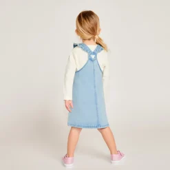 Robe salopette à cœurs dorés pour bébé fille