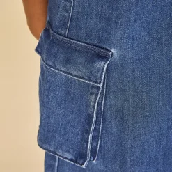 Robe salopette en denim avec poches soufflées pour fille