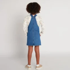 Robe salopette en denim pour fille