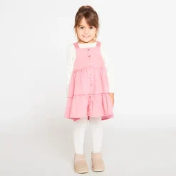 Robe salopette en toile unie pour bébé fille