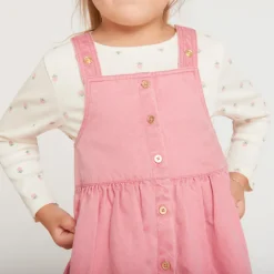 Robe salopette en toile unie pour bébé fille
