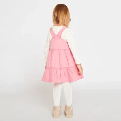 Robe salopette en toile unie pour bébé fille