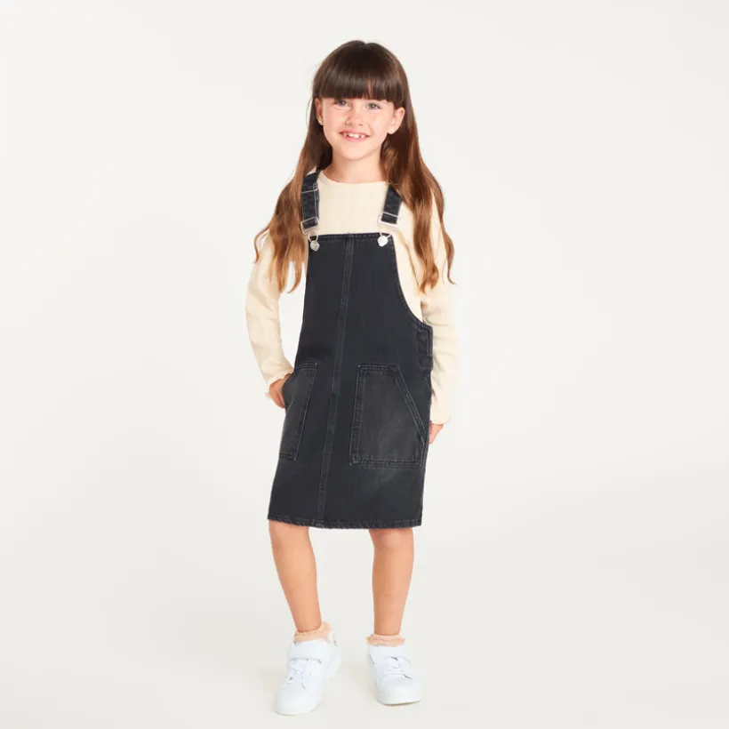 Robe salopette fille en jean