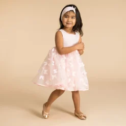 Robe sans manches avec papillons en relief pour bébé fille