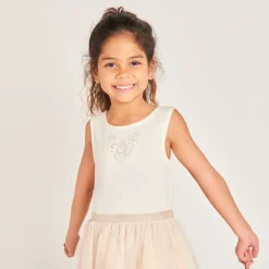 Robe sans manches bi-matières avec cape papillon pour fille