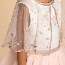 Robe sans manches bi-matières avec cape papillon pour fille