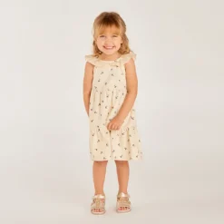 Robe sans manches à col en broderie anglaise imprimé cerises pour fille