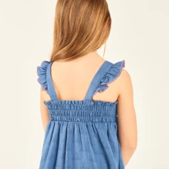 Robe sans manches effet jean pour fille