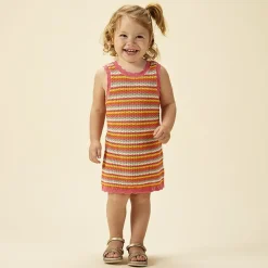Robe sans manches en crochet rayé pour bébé fille