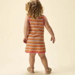 Robe sans manches en crochet rayé pour bébé fille