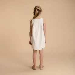 Robe sans manches en jacquard avec gros nœud pour fille