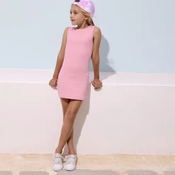 Robe sans manches en jersey côtelé uni pour fille
