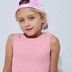 Robe sans manches en jersey côtelé uni pour fille